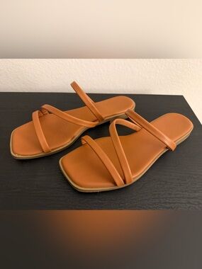 Women’s Tan Strappy Slide Sandals
